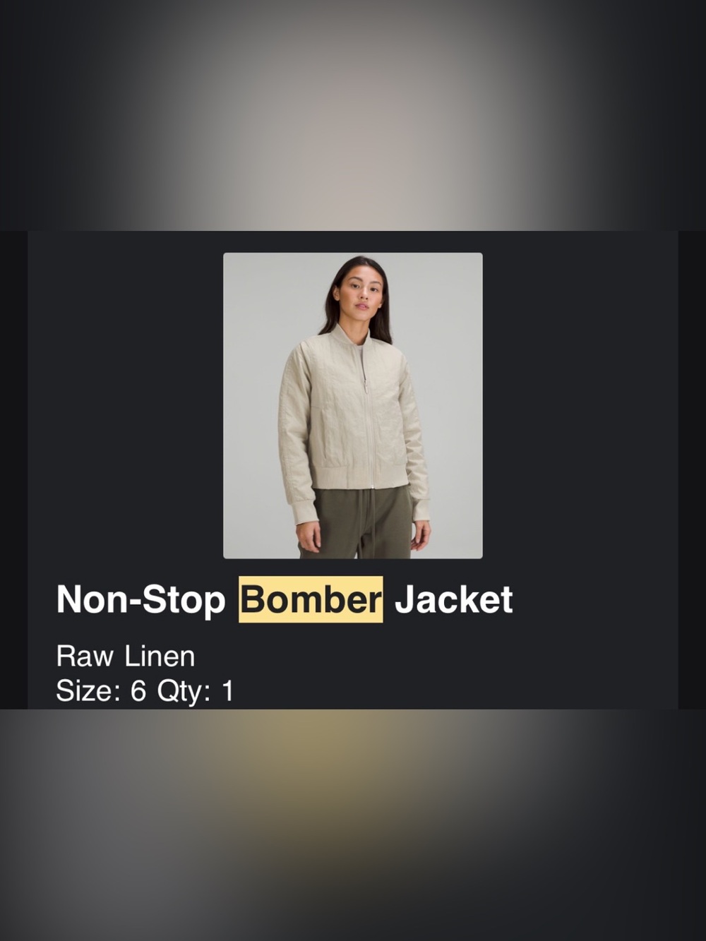 Lululemon non-stop bomber